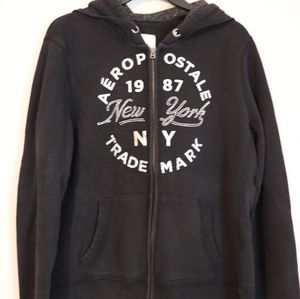 XL Black Zip-Up Jacket With Hood